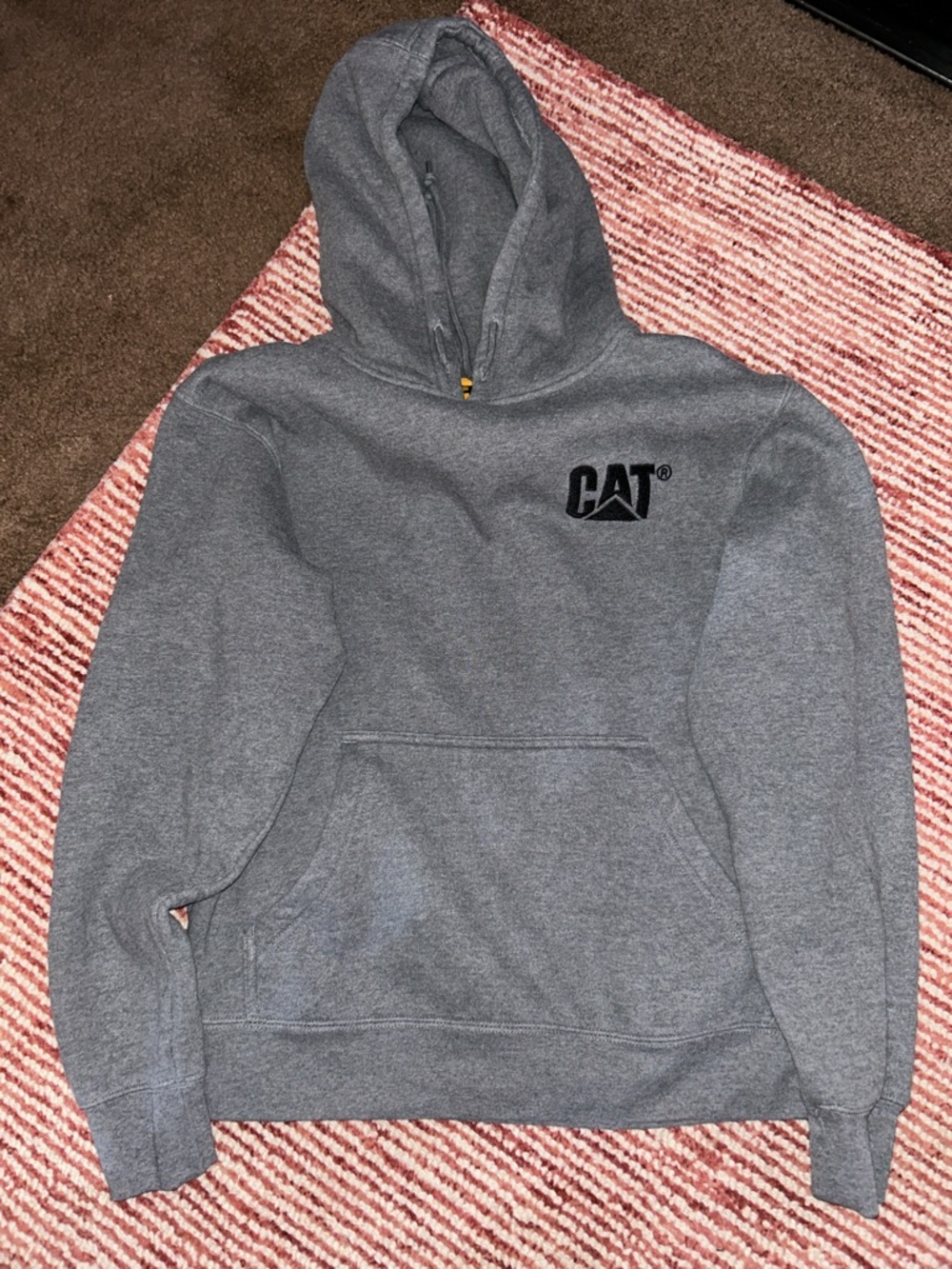 Caterpillar Gray Pullover Hoodie with Black CAT Logo - Picture 3 of 3